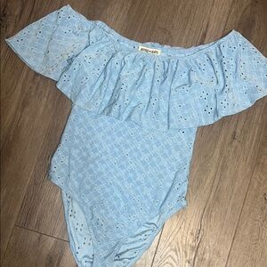 Light Blue Off-Shoulder Bodysuit